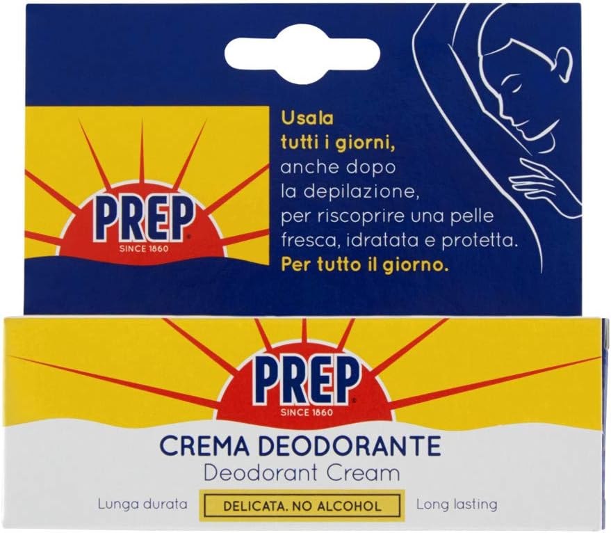 Prep, Crema Deodorante, Antitraspirante, Protezione 48h, per Pelli Sensibili, Senza Alcol, Coloranti e Conservanti